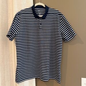 Nike DriFit Victory Navy Blue & White Striped Golf Polo Shirt, Size XL